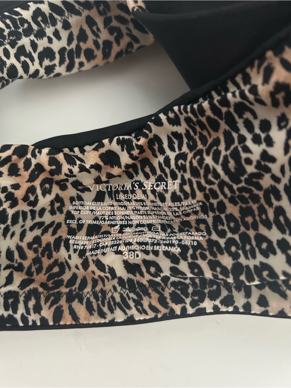 Victoria's Secret Lined Demi Bra with Leopard Trim | Size 38D - Picture 3 of 3
